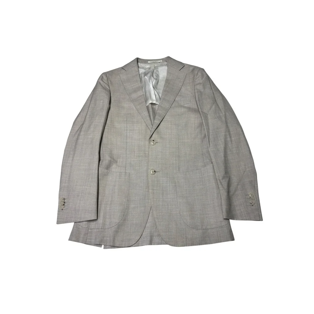 Suitsupply Havana Patch Blazer Light Grey Wool Silk Linen Slim Fit 34r